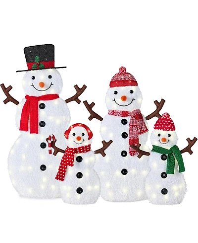 Best Choice Products 2D Lighted Snowman Family Set Outdoor Yard Decor w/ Led Lights - 4-piece