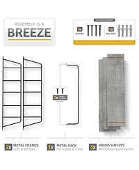 Sorbus 3-Tier Wooden Floating Shelves with Metal Brackets