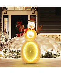 Costway 2.6 Ft Lighted Snowman with 105 Built-in Led Lights Metal Stand Zip Tie Stakes