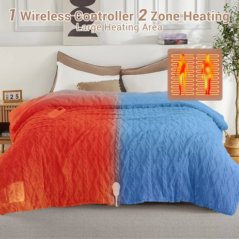 gaomon King Size Tufted Electric Heated Comforter Blanket with Wireless 2-Zone Controller 104" x 90"