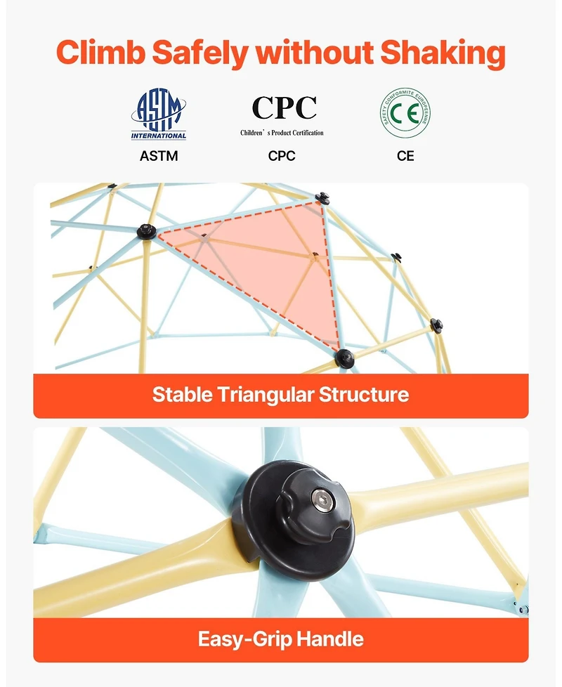 Mecale Climbing Dome, 10 ft Geometric Dome Climber with 2 Basketballs and Octopus Net, 1000 lb Capacity for Kids Ages 3–10