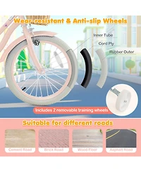 Sugift 18 Inch Kids Bike with Training Wheels and Adjustable Handlebar Seat-Pink