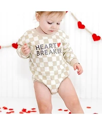Sweet Wink Baby Boys Heartbreaker Checkered Valentine's Day Long Sleeve Romper
