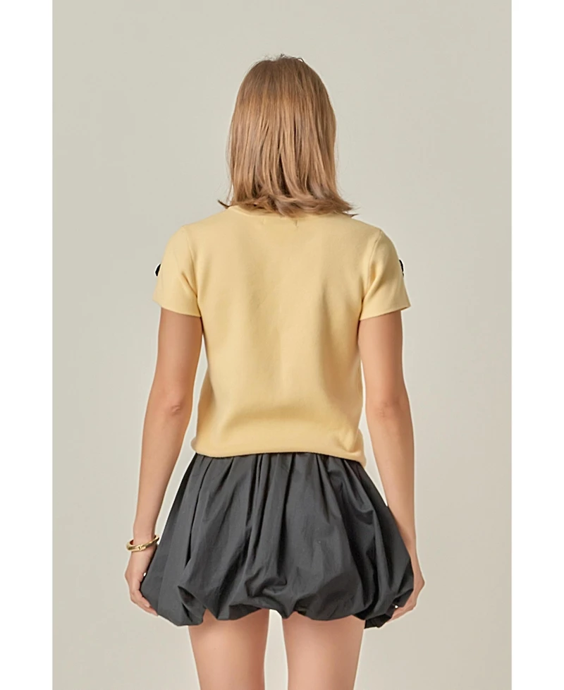 English Factory Women's 3D Flower Knit Top.