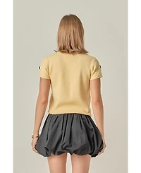 English Factory Women's 3D Flower Knit Top.