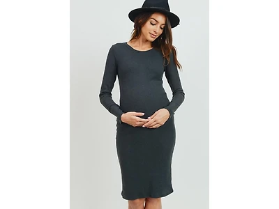 Hello Miz Maternity Ribbed Knit Long Sleeve Dress
