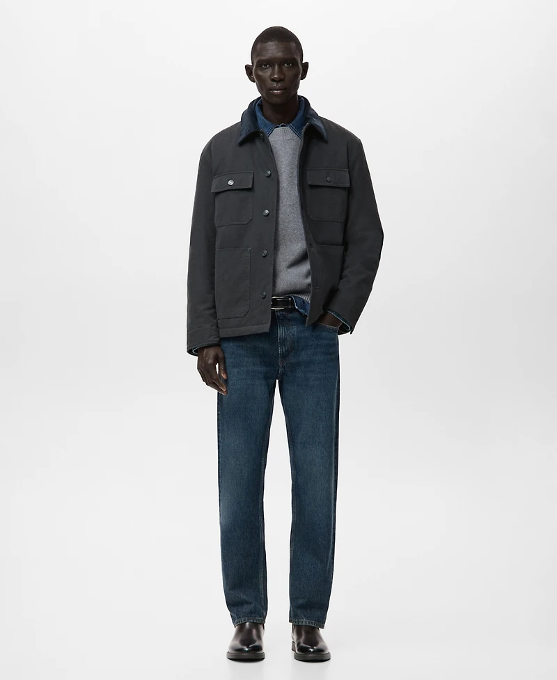 Mango Men's Corduroy Collar Quilted Jacket