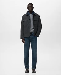 Mango Men's Corduroy Collar Quilted Jacket