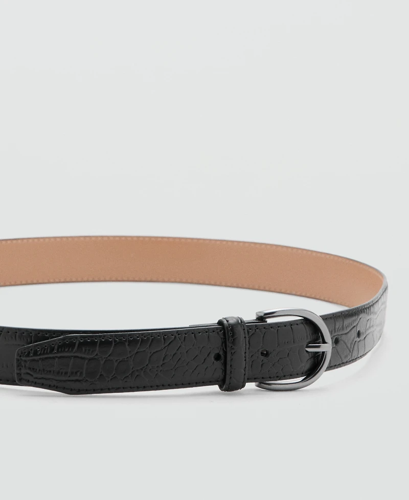 Mango Men's Beaten Leather Belt