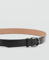 Mango Men's Beaten Leather Belt