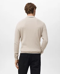 Mango Men's Cotton-Blend Ribbed Polo Sweater