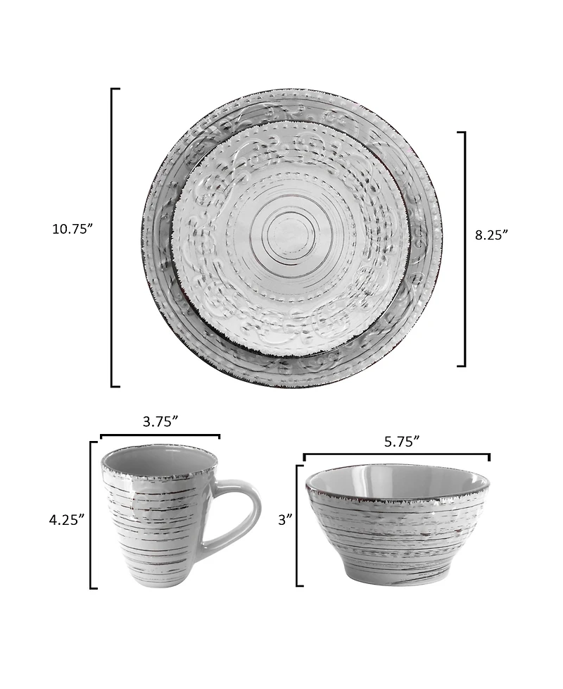 Elama Malibu 16-Pc. Dinnerware Set, Service For 4