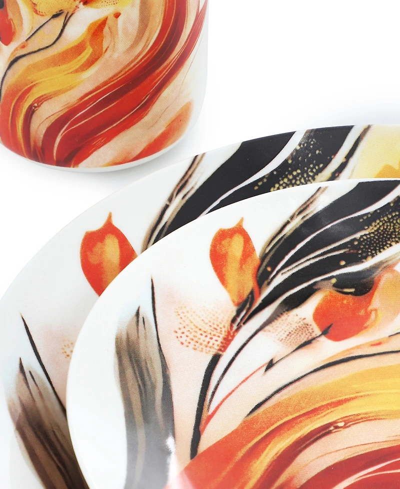 Elama Tulip Fields 16-Pc. Dinnerware Set, Service For 4