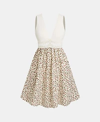 Cupshe Women's Plunging V-Neck Sleeveless Woven Mini Dress with Lace Detail