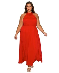 L I V D Women's Plus Cassia Halter Neck Dress