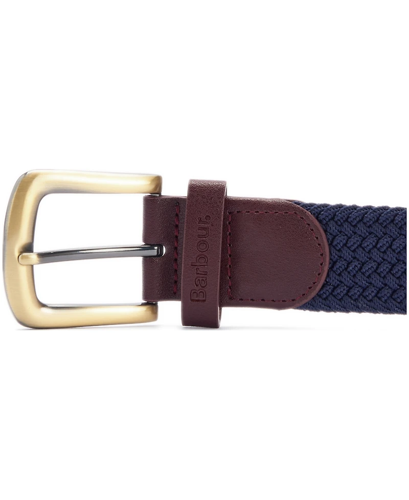 Barbour Men's Stretch Webbing Belt with Faux-Leather Trim