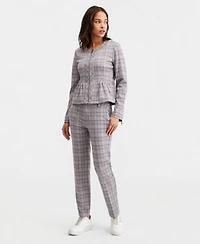 Liverpool Los Angeles Womens Glen Plaid Peplum Jacket Kelsey Glen Plaid Straight Leg Pants