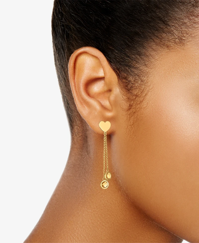 Macy's Garnet (4-3/4 ct. t.w.) Polished Heart Drop Earrings in 14k Gold Over Sterling Silver (Also available in Citrine)