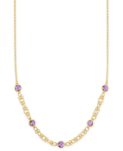 Macy's Amethyst (4 ct. t.w.) Station Diamond Cut Circle Necklace 14k Gold Over Sterling Silver (Also Available Citrine and Onyx)