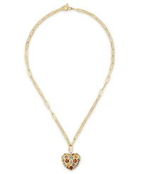 Macy's Multi-Gemstone (8.225 ct. t.w.) Carabiner Heart Paperclip Link Necklace in 14k Gold Over Sterling Silver