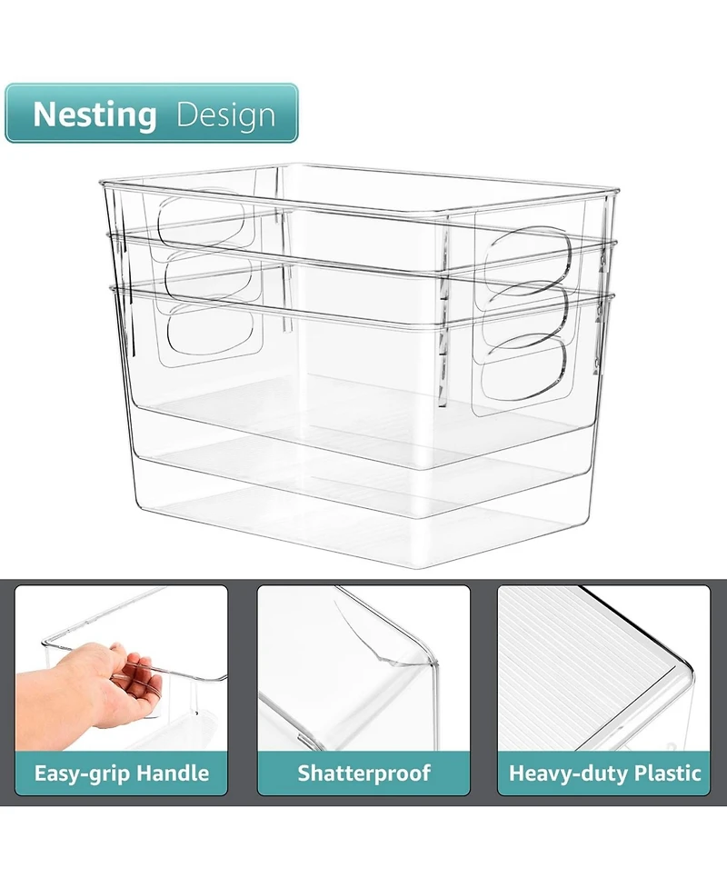 Sorbus 8 Pack Large Clear Storage Bins - for Kitchen, Fridge, Cabinet, Pantry Organization and Storage