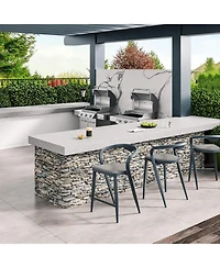 gaomon 2-Piece Counter Height Bar Stools with Back and Footrest for Indoor and Outdoor Use