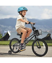 Sugift 18-Inch Kids Bike with Basket and Training Wheels for Ages 4-8