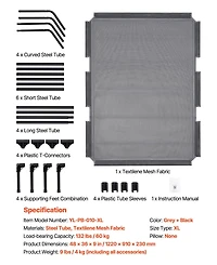 Cozito Steel Frame Portable Elevated Pet Cot, Xl, Gray