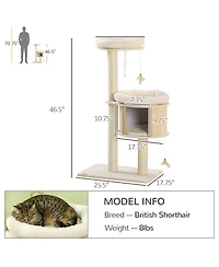 Aostirmotor 3-Level Cat Tree with Sisal Scratching Posts