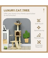 Aostirmotor 45" Cat Tree with Scratching Posts, Ramp, Condo, Toy Balls