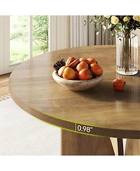 Tribesigns 39.37-Inch Round Dining Table for 4 People, Farmhouse Kitchen Dinner Table with Wooden Tabletop and Legs