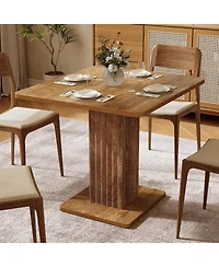 Tribesigns Small Dining Table for 2-4, 35.4" x 31.5" Kitchen Table with Fluted Base, Modern Farmhouse Dinner Table