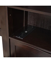 Simplie Fun Full Wooden Bed With All-In-One Cabinet, Shelf And Sockets, White