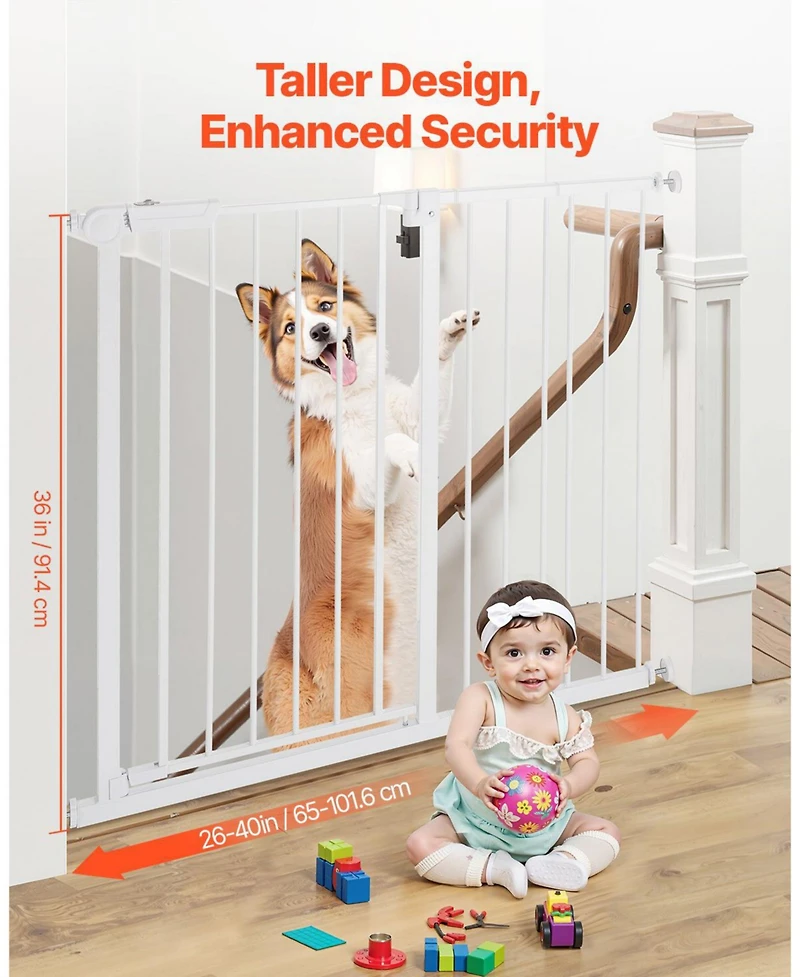 Cozito Adjustable Pressure-Mount Safety Gate, 26"-40" Wide, 36" High