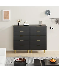 gaomon Modern Fluted Drawer Dresser Wood Chest of Drawers with Metal Handles and Legs