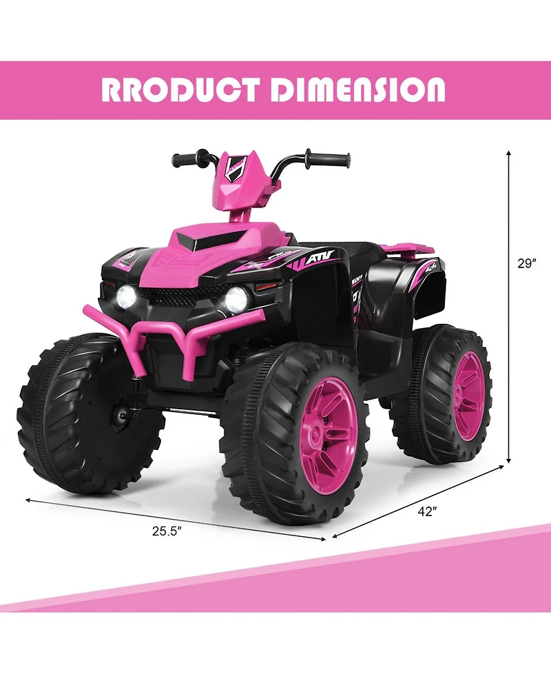Sugift 12V Kids Ride-On Atv with Led Lights and Treaded Tires