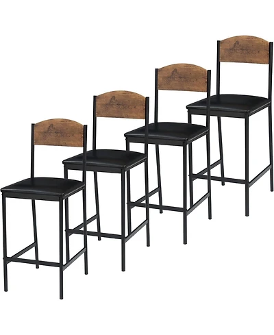 gaomon 25.2 Inch Modern Counter Height Barstools with Back and Footrest Set of 4 Pu Upholstered Barstools