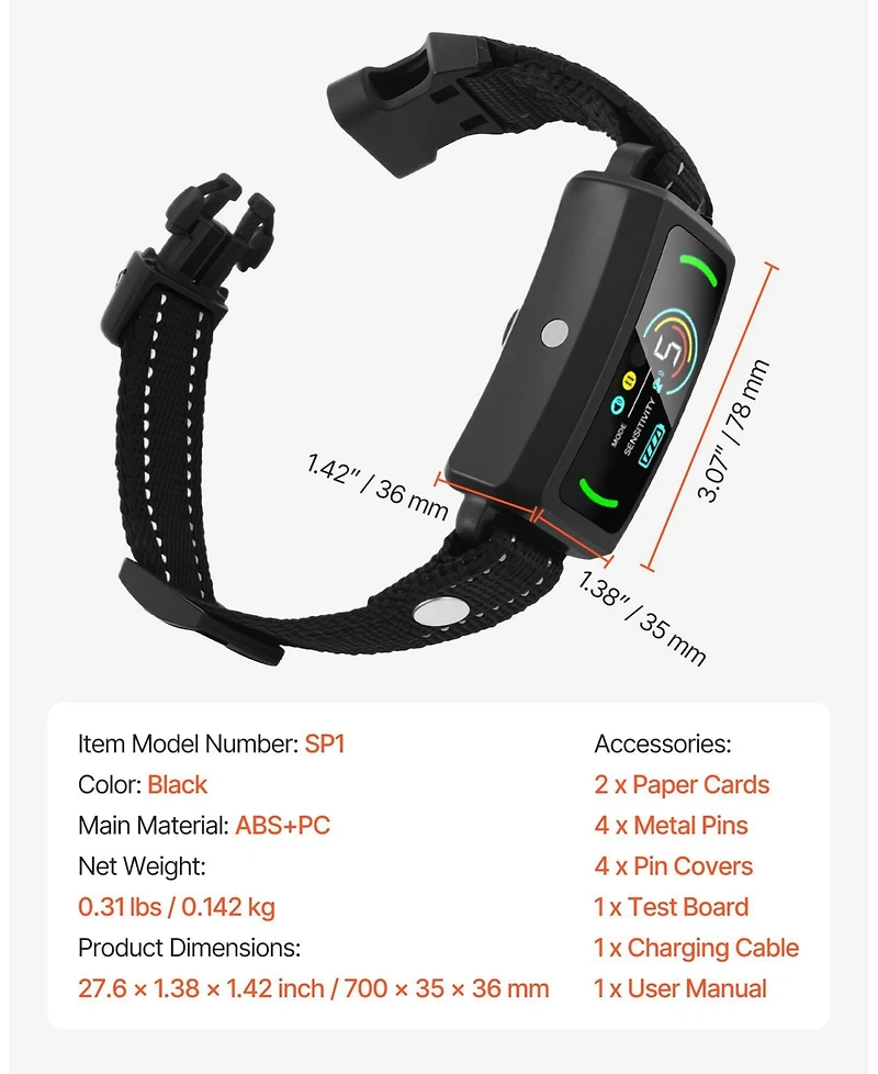 Cozito Waterproof Rechargeable Smart Bark Collar with 6 Sensitivity Levels, Black