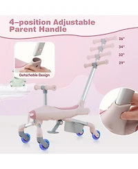 Sugift 2-in-1 Kids Ride-on Push Car with Led Lighted Wheels