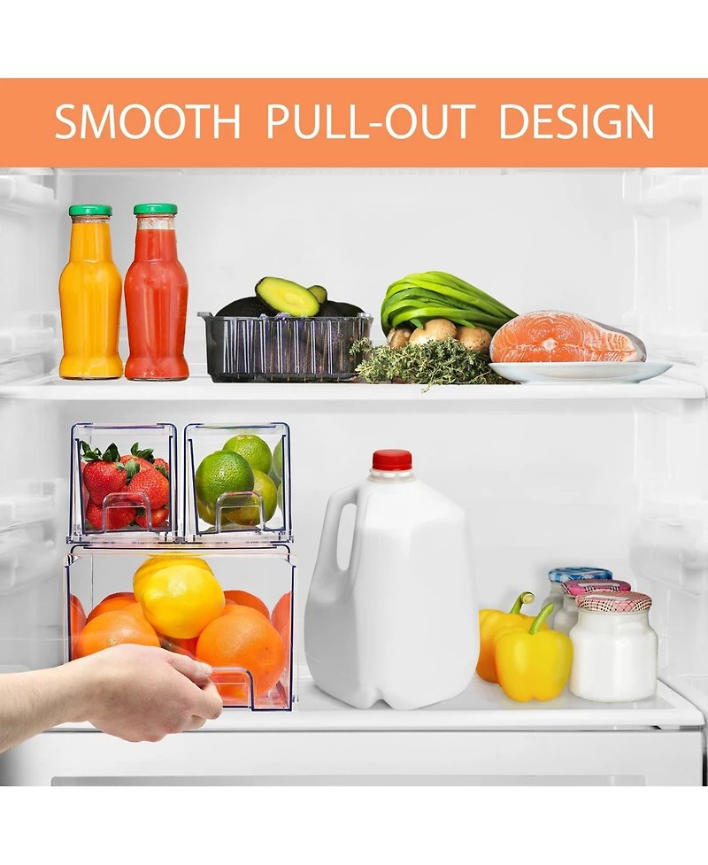 Sorbus 2 Large & 4 Small Clear Stackable Fridge Drawers with Handles - Food Storage Containers for Kitchen, Freezer, Vanity & Fridge