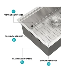 flynama 30x19x9inch 16 Gauge 304 Stainless Steel Undermount Single Bowl Ledge Workstation Kitchen Sink with Full Accessories