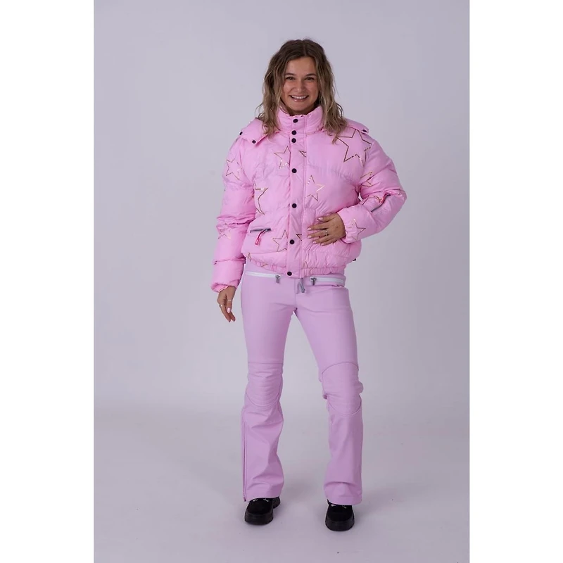 Women's Pink with Stars Chic Puffer Jacket