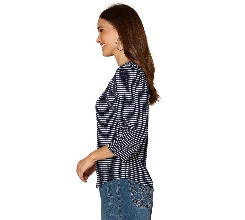 Democracy Women's Stripe Boat Neck Top