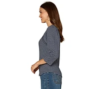 Democracy Women's Stripe Boat Neck Top