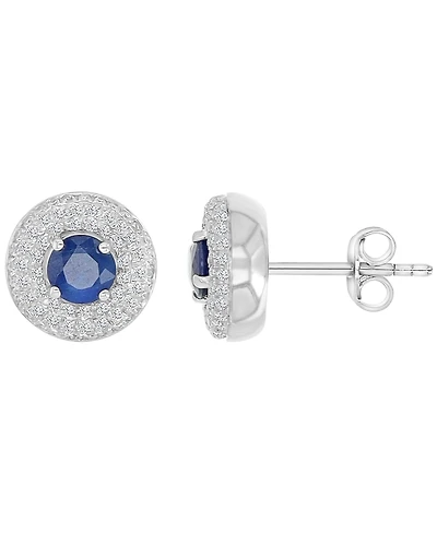 Macy's Sapphire & Diamond Puffy Stud Earrings