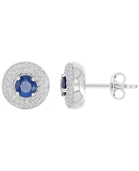 Macy's Sapphire & Diamond Puffy Stud Earrings