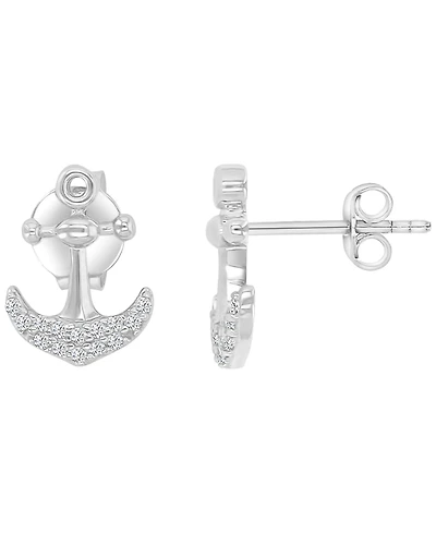 Macy's Diamond Accented Anchor Stud Earrings
