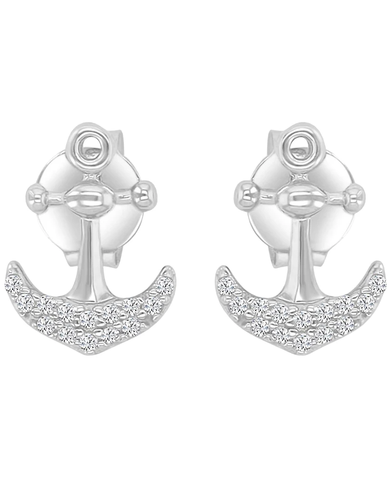 Macy's Diamond Accented Anchor Stud Earrings