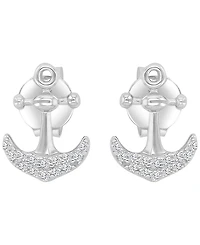 Macy's Diamond Accented Anchor Stud Earrings