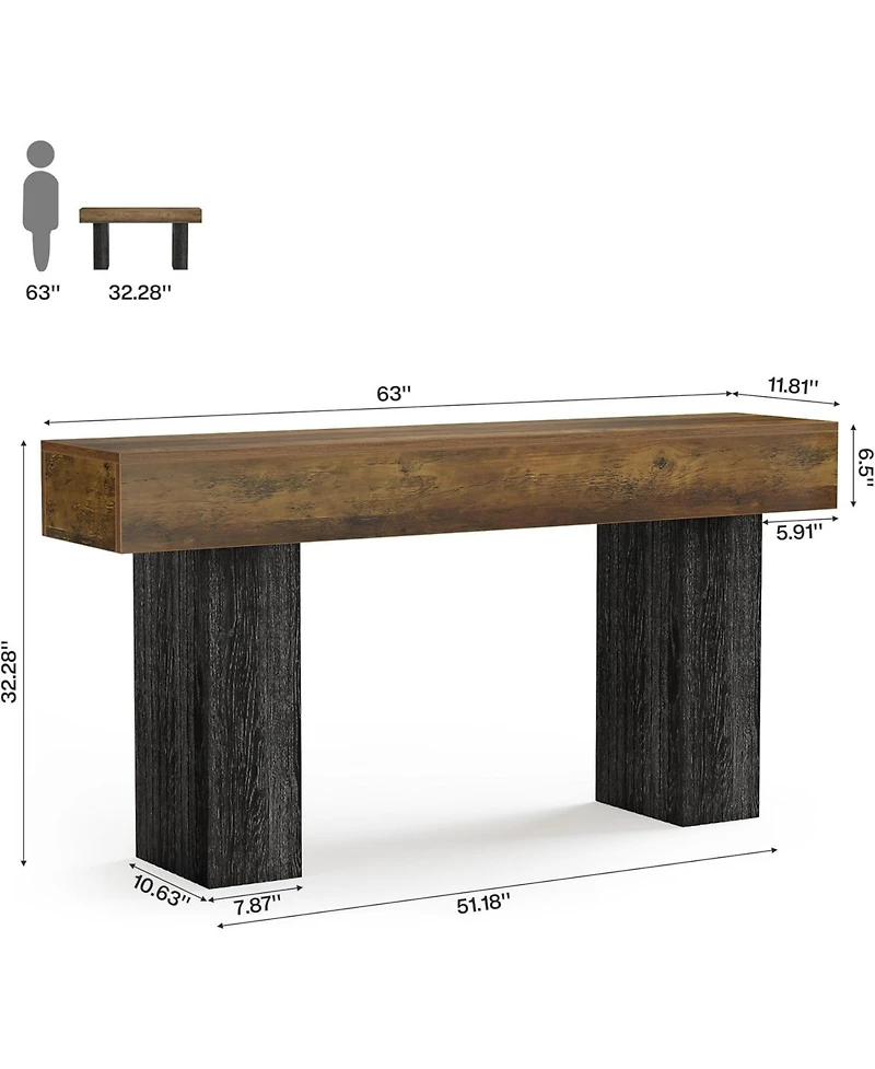 Tribesigns 63" Long Entryway Table, Farmhouse Console Table Behind The Couch, Wooden Foyer Stand Entry Station for Entrance
